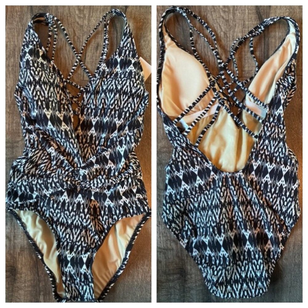 Athena Plunge Twist Front One-Piece Swimsuit